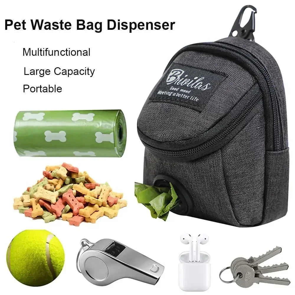 Portable Dog Treat Bag & Poop Bag Dispenser – Waterproof Training Pouch Waist Bag for Walking