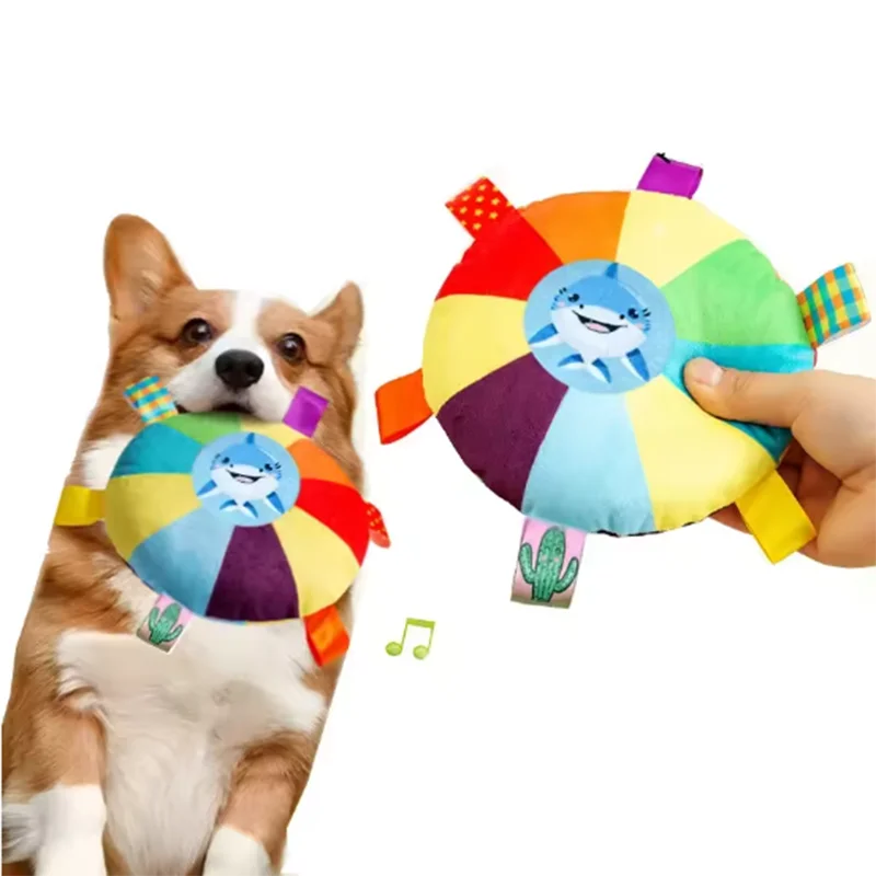 Hot Dog Plush Dog Toy with Bell - Chew-Resistant Cartoon Puppy Teething Toy for Small Dogs