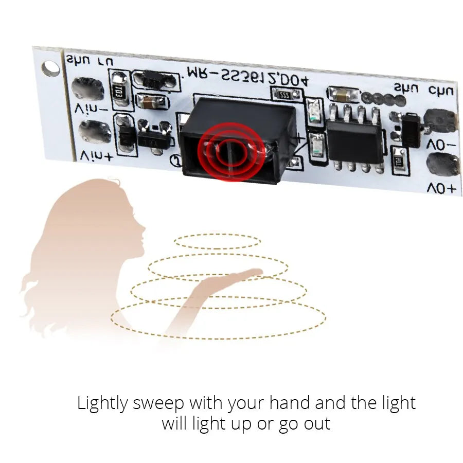 Touchless Hand-Sweep Motion Sensor Smart Switch Module DC 12V/24V 3A 36W Light Controller