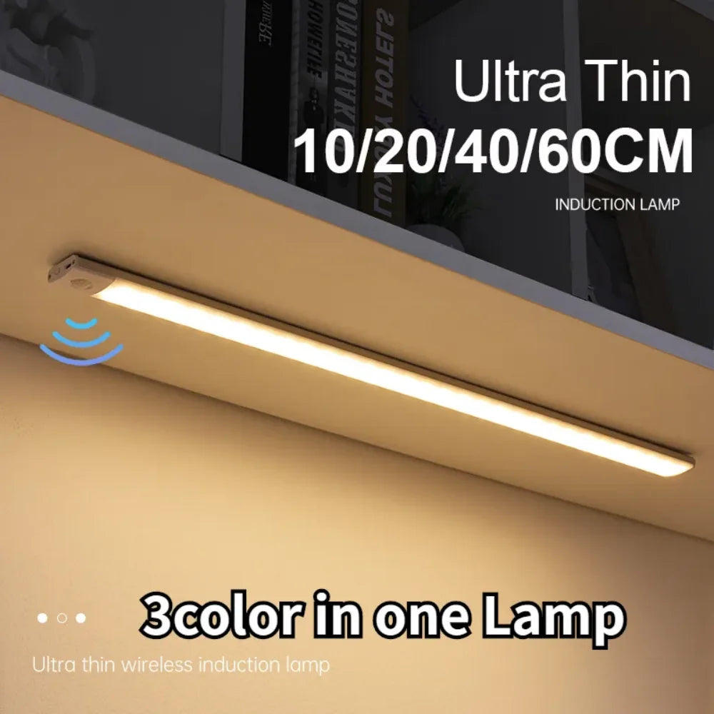 USB Rechargeable Motion Sensor LED Under-Cabinet Light – Wireless Night Lamp for Kitchen, Closet & Wardrobe (10–50 cm / 4–20 in)