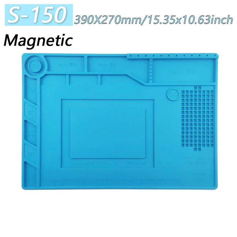 Magnetic Silicone Soldering Mat – Heat Resistant 932°F (500°C) Anti-Static Work Mat for Phone Laptop Watch Repair