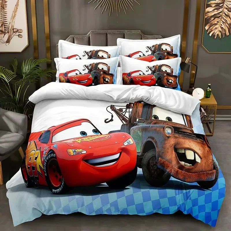 3-Piece Kids Cartoon Cars Duvet Cover Set - Race Car Bedding for Boys, Multiple Sizes 1.35-2.0 m (4.5-6.6 ft)