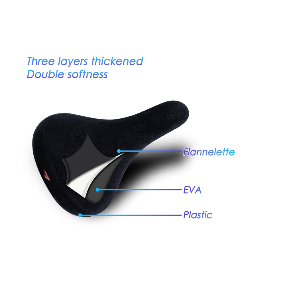 Wheelie Bicycle Saddle Black - Flannelette BMX and Mountain Bike Seat with Embroidered Logo, 8mm Rails, Unisex