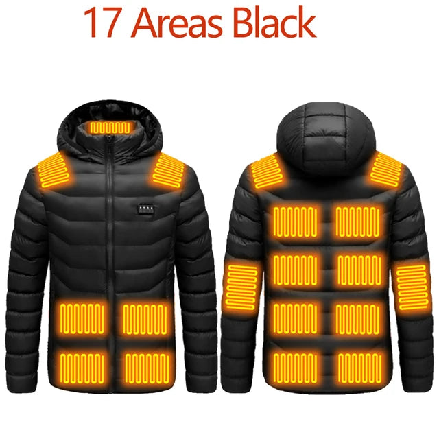 Men's USB Heated Parka – Hooded Padded Winter Jacket with Smart Thermostat