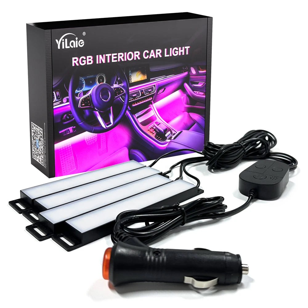 RGB Car Interior Footwell LED Light Strip with Bluetooth APP & Music Sync, 12V Cigarette Lighter Powered