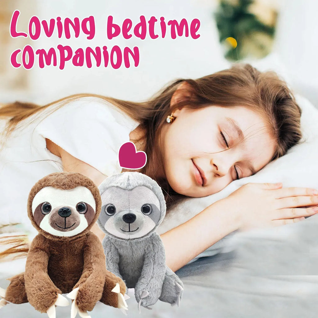 Realistic Sloth Plush Toy 25 cm (9.8 in) Soft PP Cotton Stuffed Animal Cuddly Sloth Doll Birthday Holiday Gift for Kids