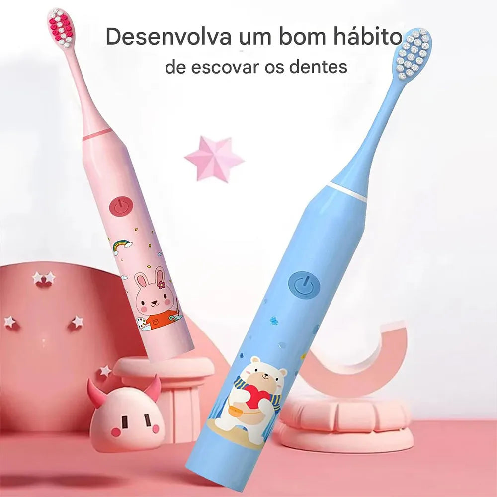 Rechargeable Sonic Electric Toothbrush for Kids - 4 Replacement Heads, Soft Bristles, Ages 3-12