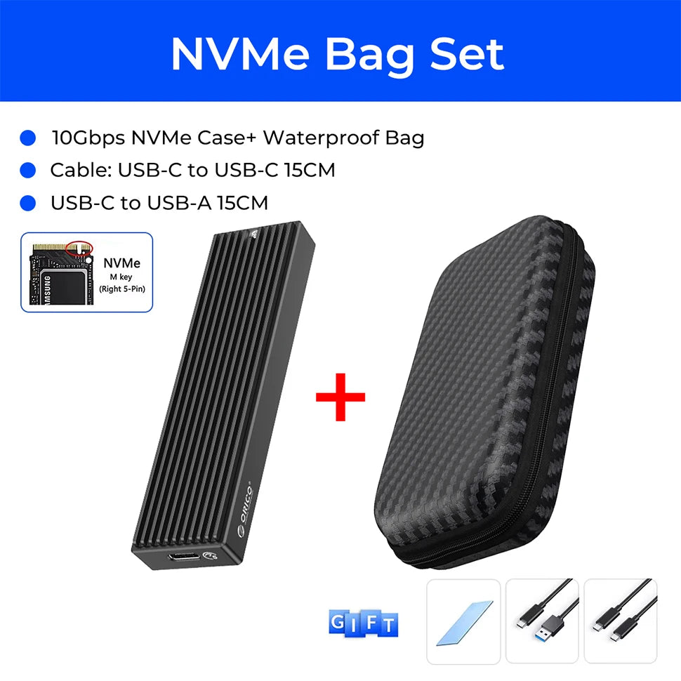 M.2 NVMe & SATA External SSD Enclosure USB-C / USB-A 10Gbps (USB 3.2 Gen2) Compatible with 2230/2242/2260/2280 Up to 4TB