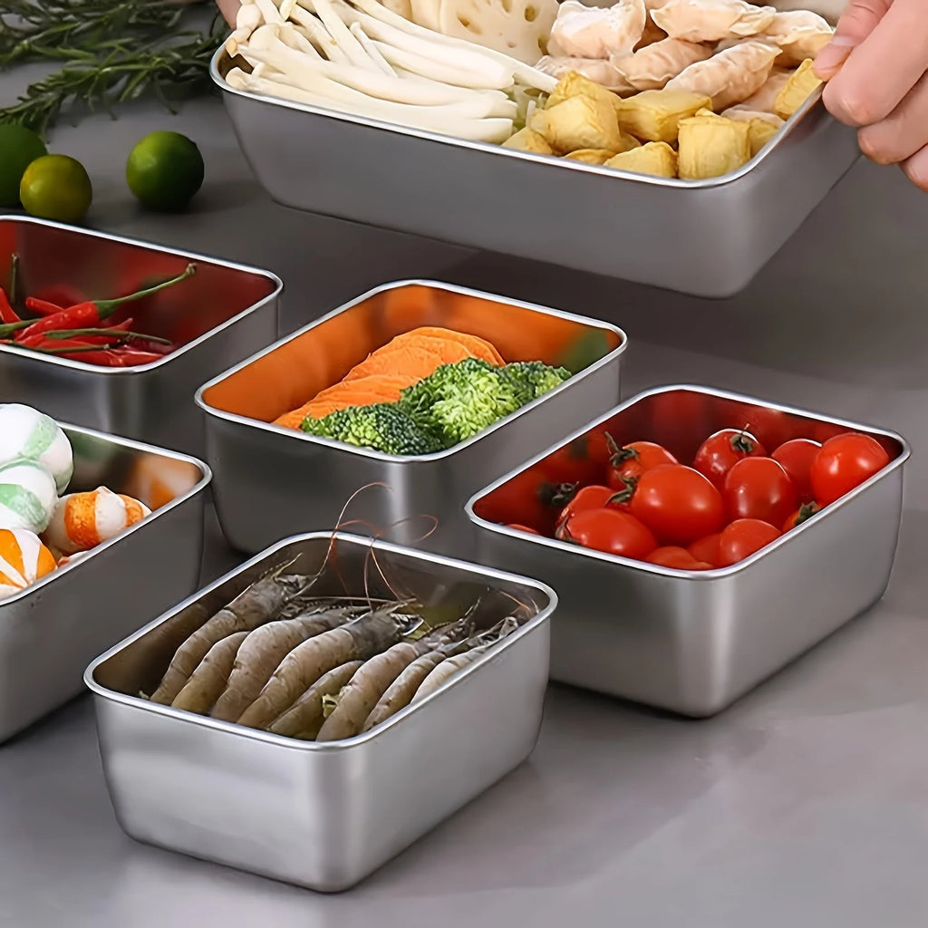 6-Piece Stainless Steel Food Storage Containers Set - Leakproof Stackable Reusable Meal Prep Containers for Camping, Picnics & School