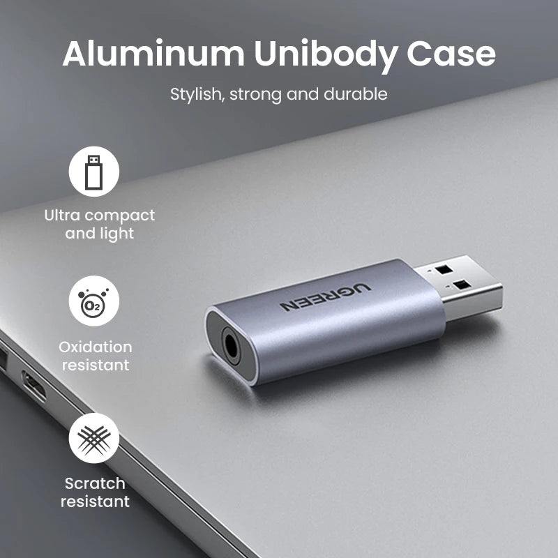 USB to 3.5mm Audio Adapter - External USB Sound Card TRRS (CTIA/OMTP) for PC Laptop PS5 PS4 Nintendo Switch - Aluminum Shell