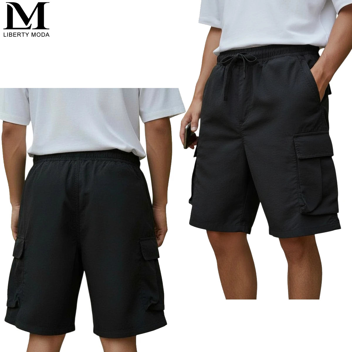 Men's Casual Loose Knee-Length Outdoor Work Shorts – Ice Silk Breathable 3/4-Length with Pockets