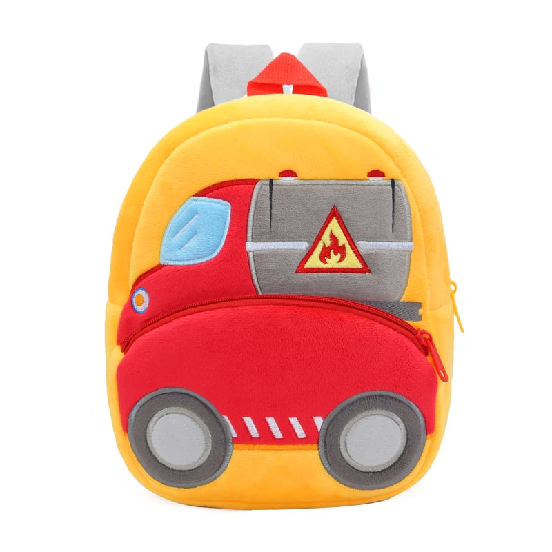 Excavator Plush Toddler Backpack for Ages 1-3, Cartoon Engineering Kids School Bag