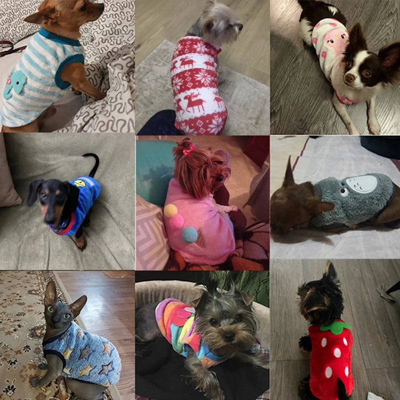 Warm Winter Puffer Vest for Small Dogs & Cats — Soft Fleece Flannel Puppy Sweater (XXS-XL)