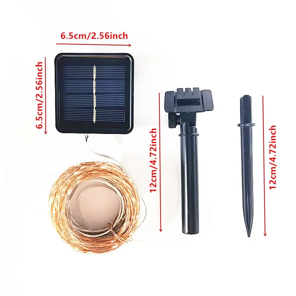 Outdoor Solar LED Fairy String Lights 32 m (105 ft) 300 LED Copper Wire Waterproof IP66 8 Modes Garden Patio Christmas