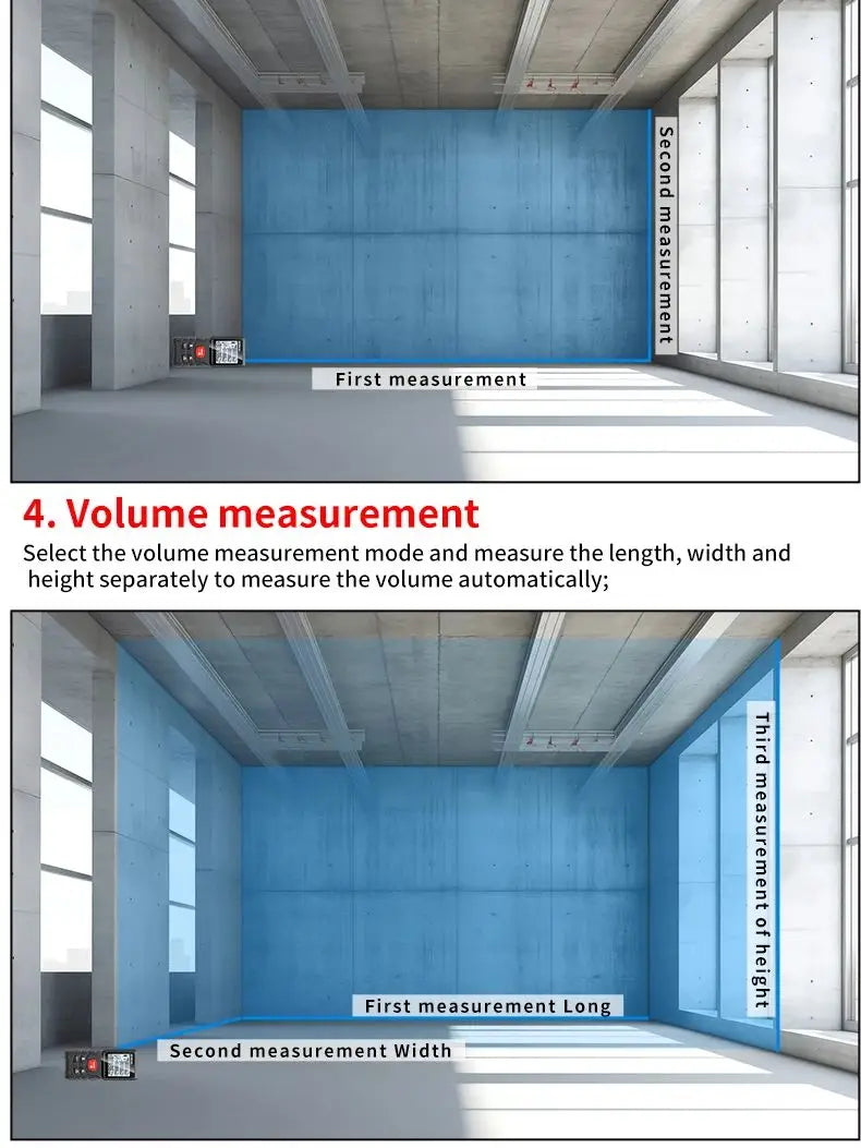Digital Laser Distance Meter Rangefinder – Professional Laser Tape Measure 50m/70m/100m/120m (0.16–394 ft)