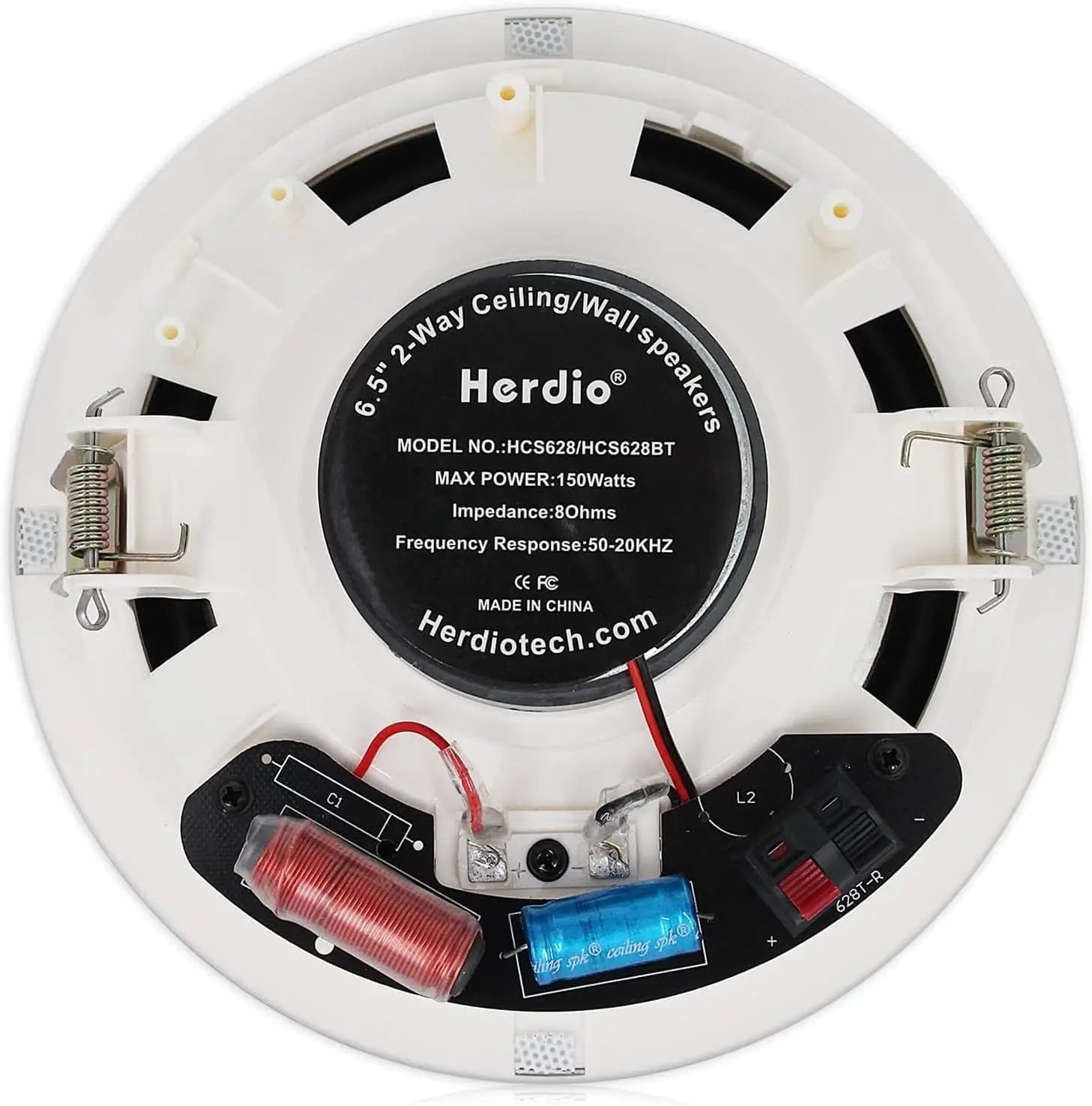 2-Pack 6.5-Inch (16.5 cm) Bluetooth In-Ceiling Speakers 300W Flush Mount Recessed Home Audio for Kitchen Bedroom Bathroom