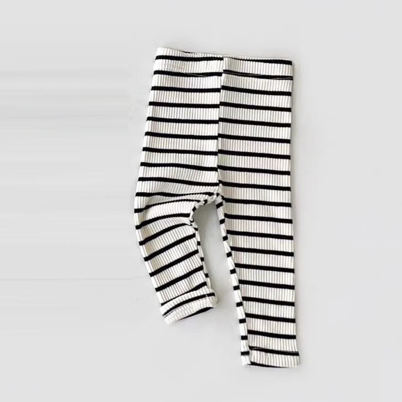 0-3T Baby Striped Cotton Stretch Leggings – Elastic Waist Toddler Skinny Pants