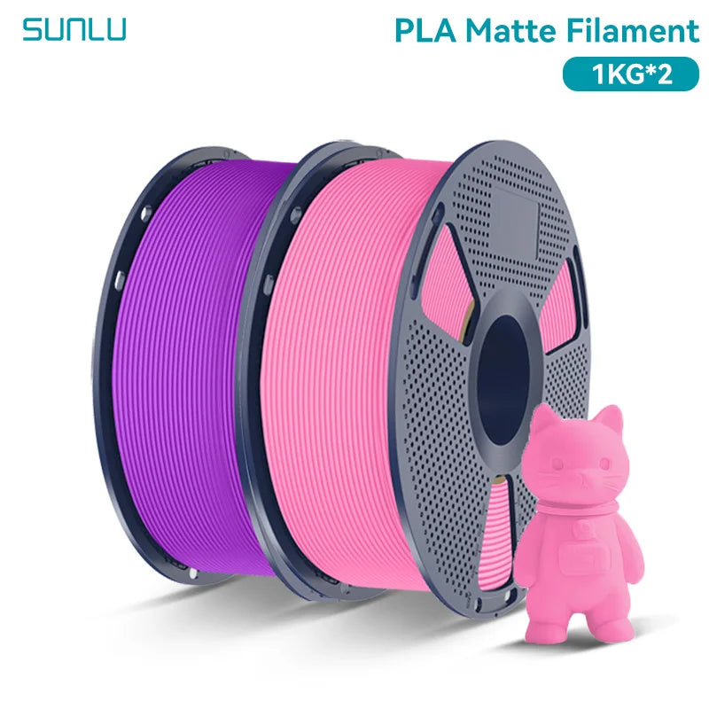 PLA Matte Filament 1.75mm 1kg Spool (2.2 lb) 2-Pack, Matte Finish Neatly Wound for FDM 3D Printers