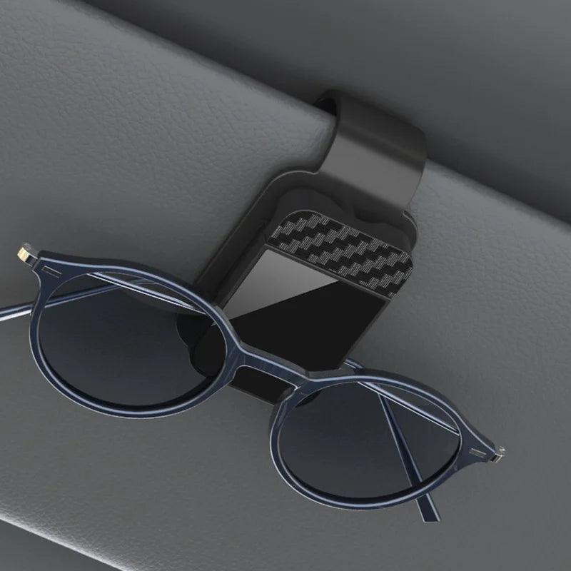 Carbon Fiber Car Sunglasses Clip – Multifunctional Eyeglass & Ticket Holder for Sun Visor