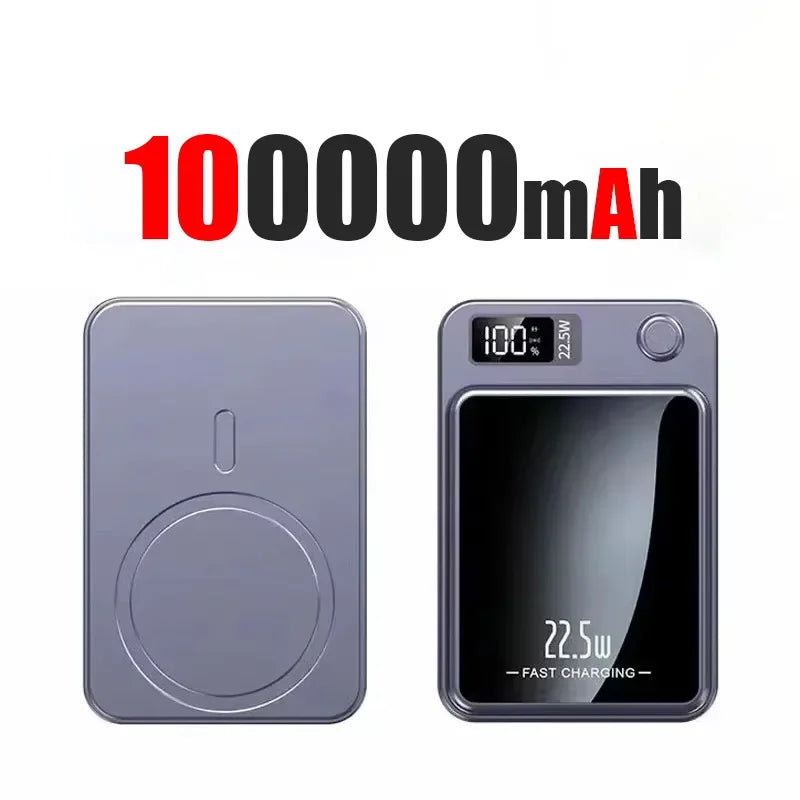 Wireless Magnetic Power Bank 22.5W Fast Charge – 50,000/100,000/200,000mAh Portable Qi Powerbank with 15W Wireless, USB-C & LED Display