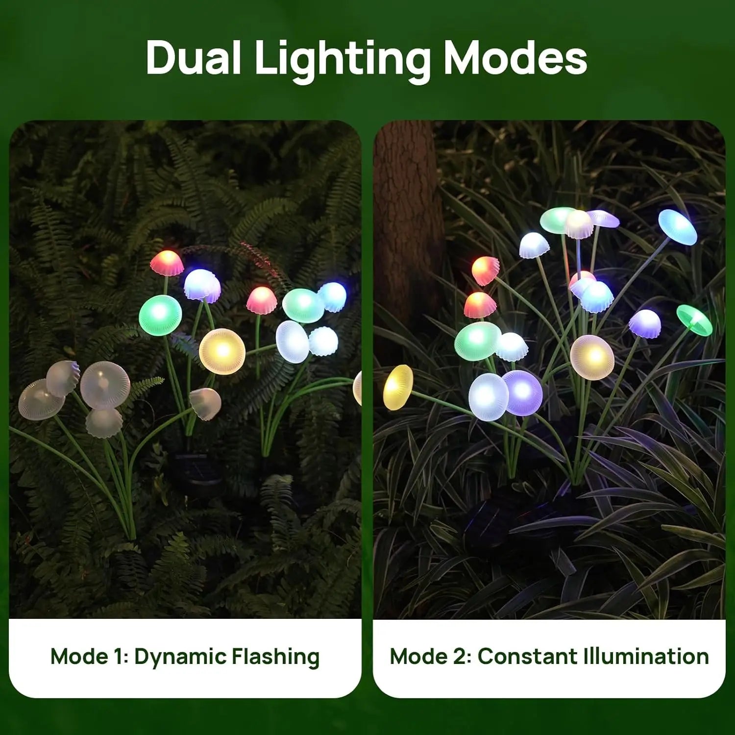 Solar Mushroom Garden Lights Dual-Mode LED Waterproof Pathway & Patio Decor (Jellyfish Style)