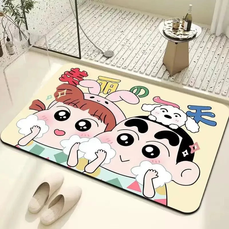 Quick-Drying Absorbent Bath Mat – Soft Cartoon Anime Bathroom Rug, Water-Absorbent Home Gift