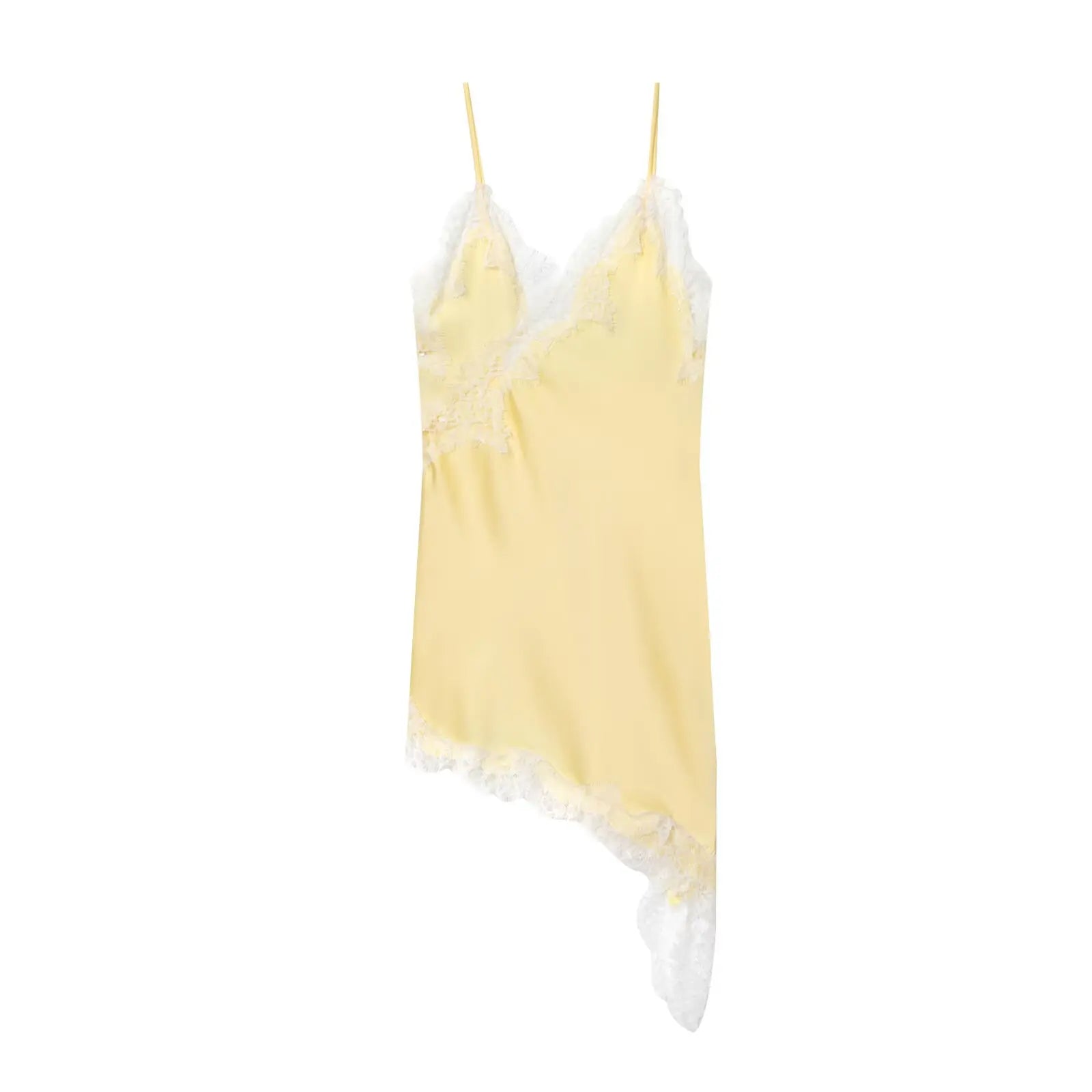 Lace Satin Slip Mini Dress Backless Asymmetric Summer Party & Beach Dress for Women