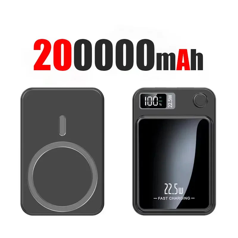 Wireless Magnetic Power Bank 22.5W Fast Charge – 50,000/100,000/200,000mAh Portable Qi Powerbank with 15W Wireless, USB-C & LED Display