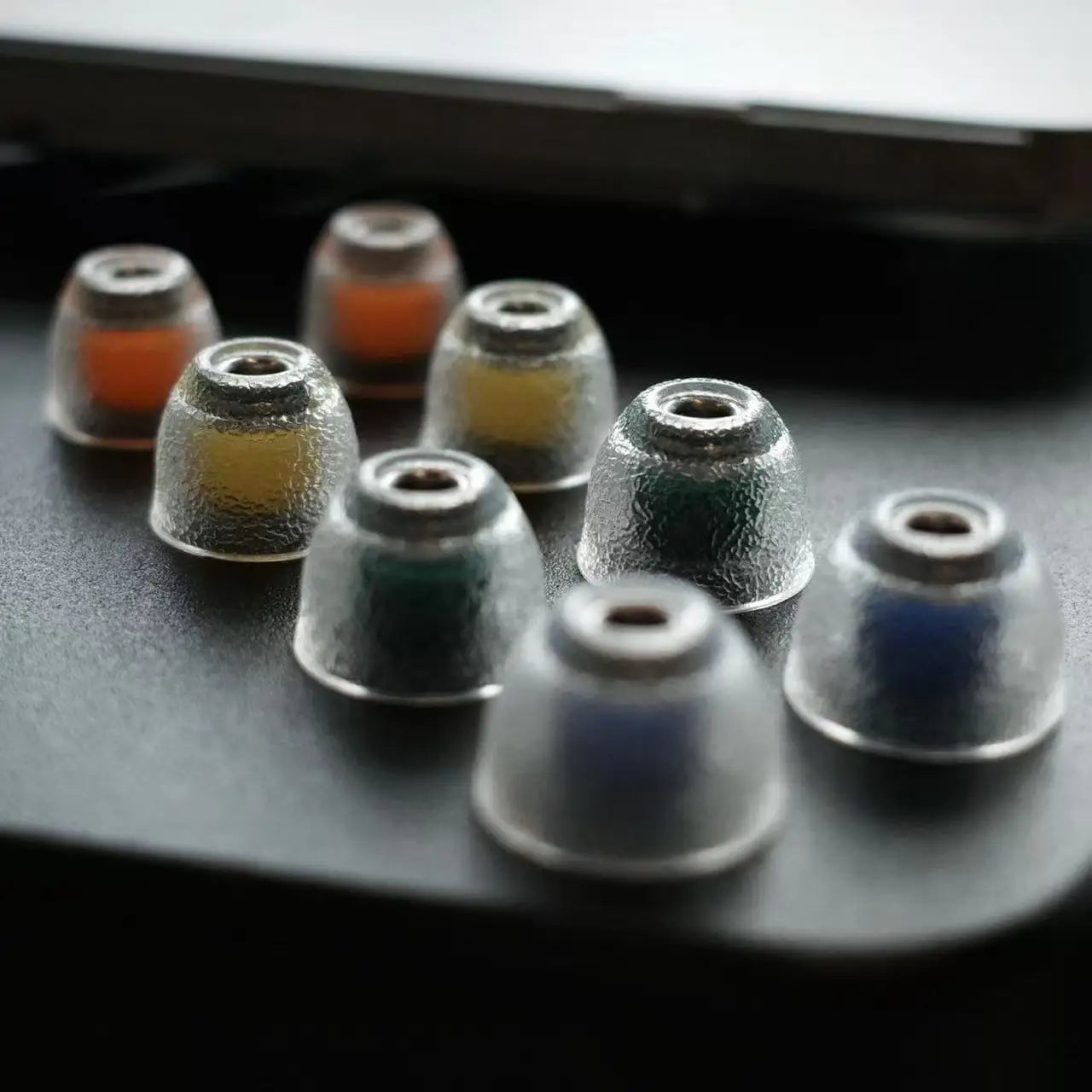 Liquid Silicone Hybrid Ear Tips with Venturi Stainless Steel Nozzle – Color-Coded XS/S/M/L