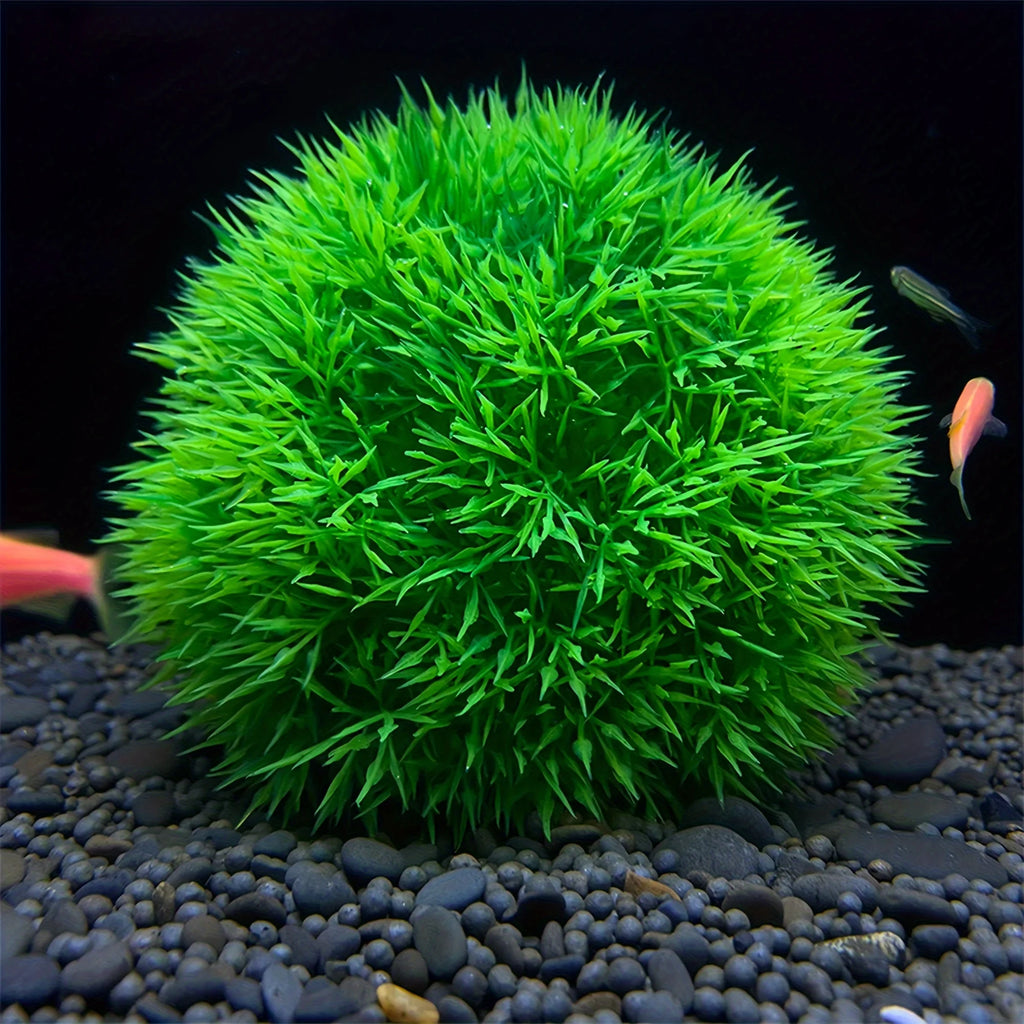 Faux Aquarium Grass Ball – Fade-Resistant Artificial Water Plant for Fish Tank Decor