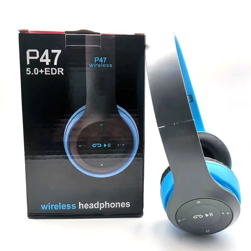 Bluetooth 5.0 Foldable Wireless Over-Ear Headphones with Mic — Sports & Gaming Headset, Sweatproof, Voice Control