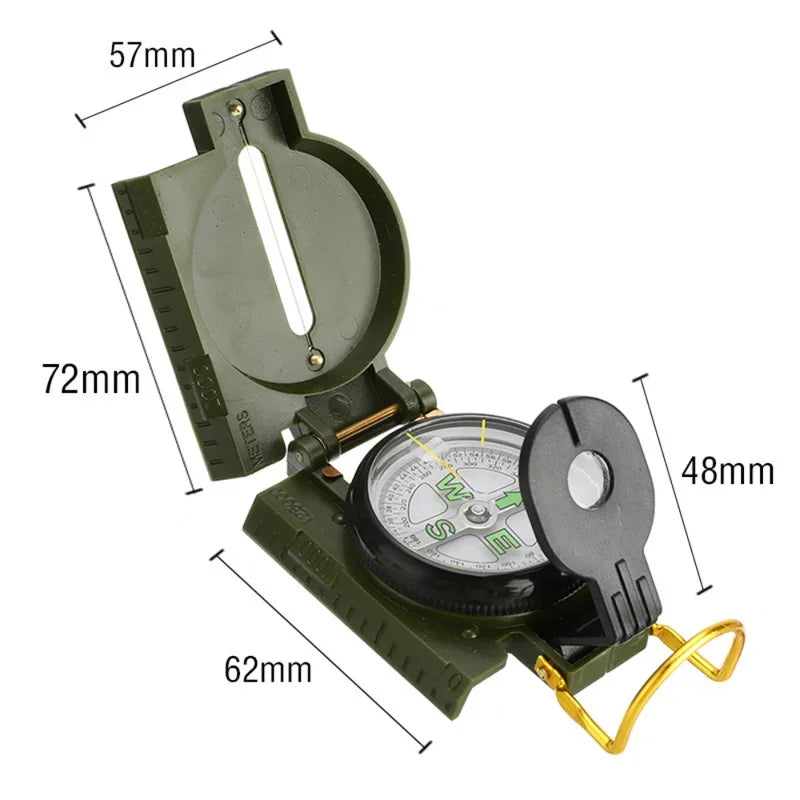 Waterproof High-Precision Tactical Sighting Compass for Hiking & Mountaineering - Metal Lensatic Navigation