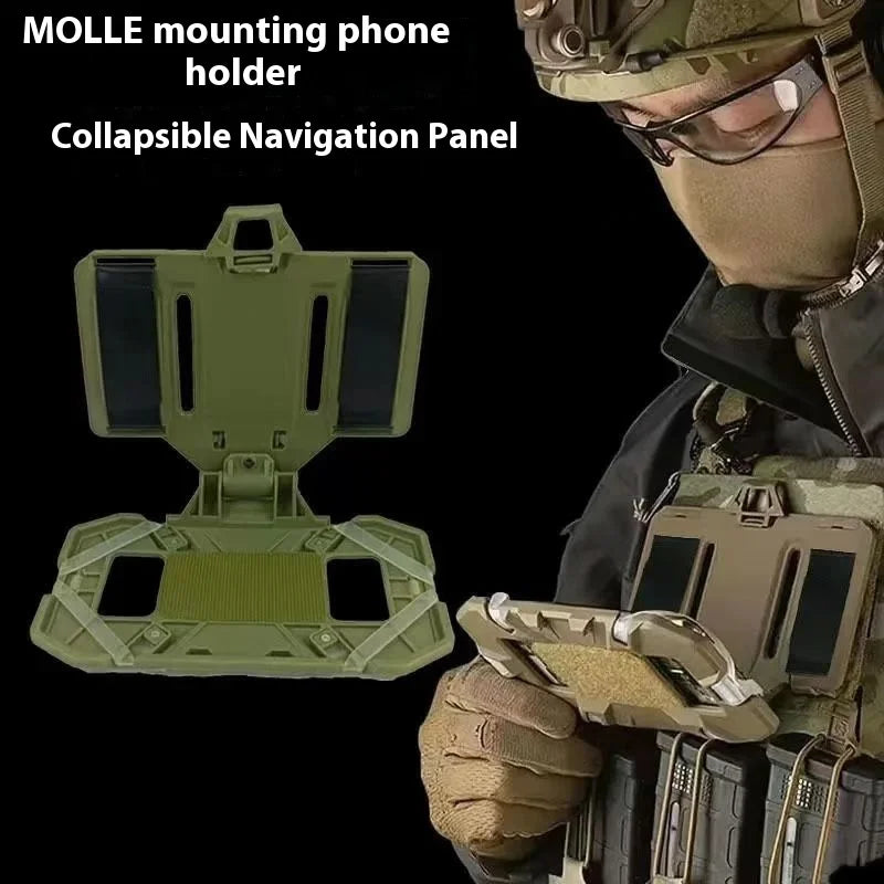 Foldable Tactical Phone Chest Mount MOLLE Admin Panel Navigation Board Organizer for Hunting Vests & Backpacks