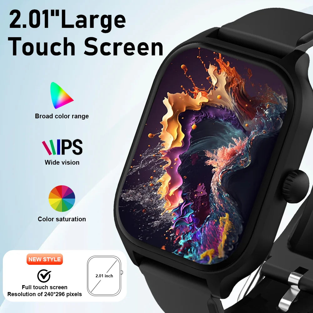 Bluetooth Smartwatch with Speaker — Answer Calls, Heart Rate & SpO2 Monitor, Calorie & Sleep Tracker, 2.01-inch Square Display