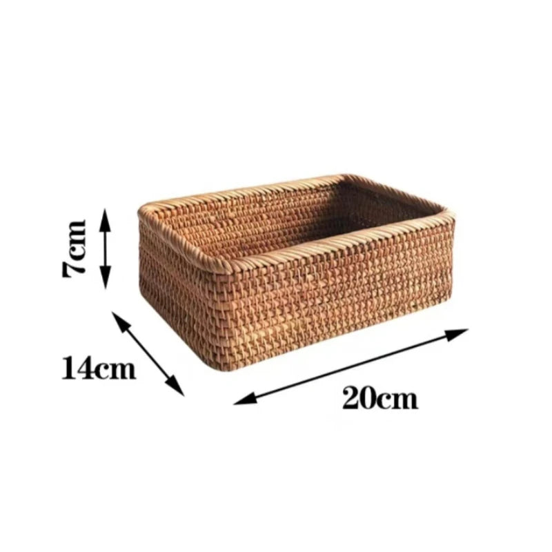 Handmade Rattan and Bamboo Nesting Storage Baskets – Woven Organizer for Home, Kitchen and Table