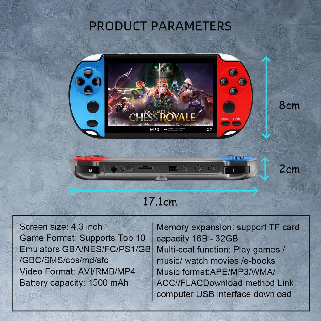 4.3-Inch IPS Handheld Retro Game Console HD Screen Built-in 10,000+ Games (GBA GBC NES MD SFC)