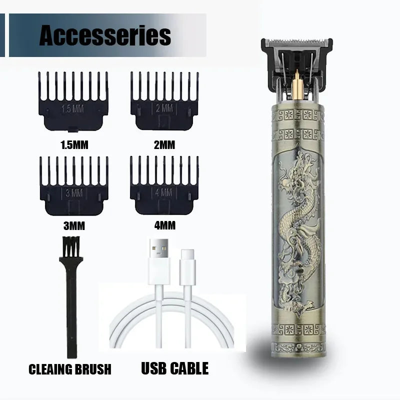 Rechargeable Cordless Hair Trimmer — Stainless Steel Blade, 80 Min Runtime, 0.5–1 mm (0.02–0.04 in) Cut