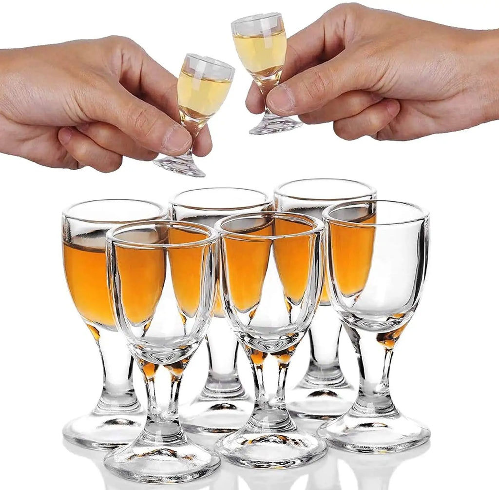 6-Pack Mini Stemmed Shot Glasses Assorted 10/15/25 ml (0.34/0.51/0.85 oz) Clear Mini Wine Cups for Liquor, Sake & Parties