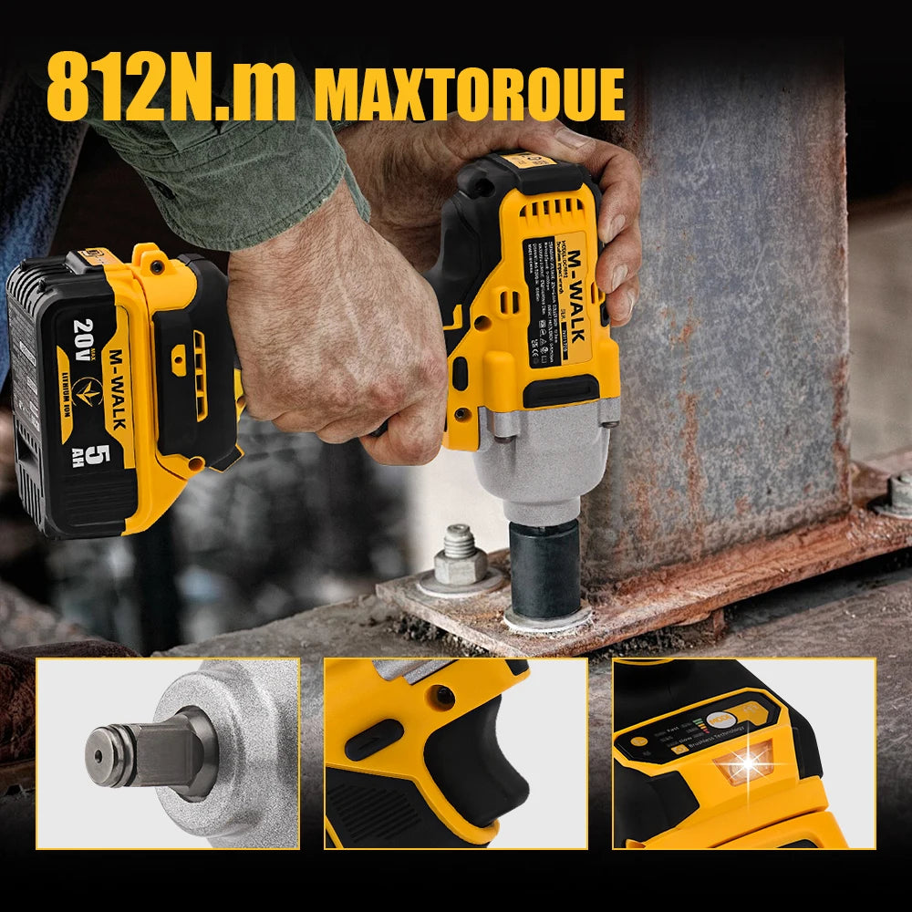 812 N·m Brushless Cordless 1/2-Inch (12.7 mm) Impact Wrench — Compatible with 20V Slide-Style Battery