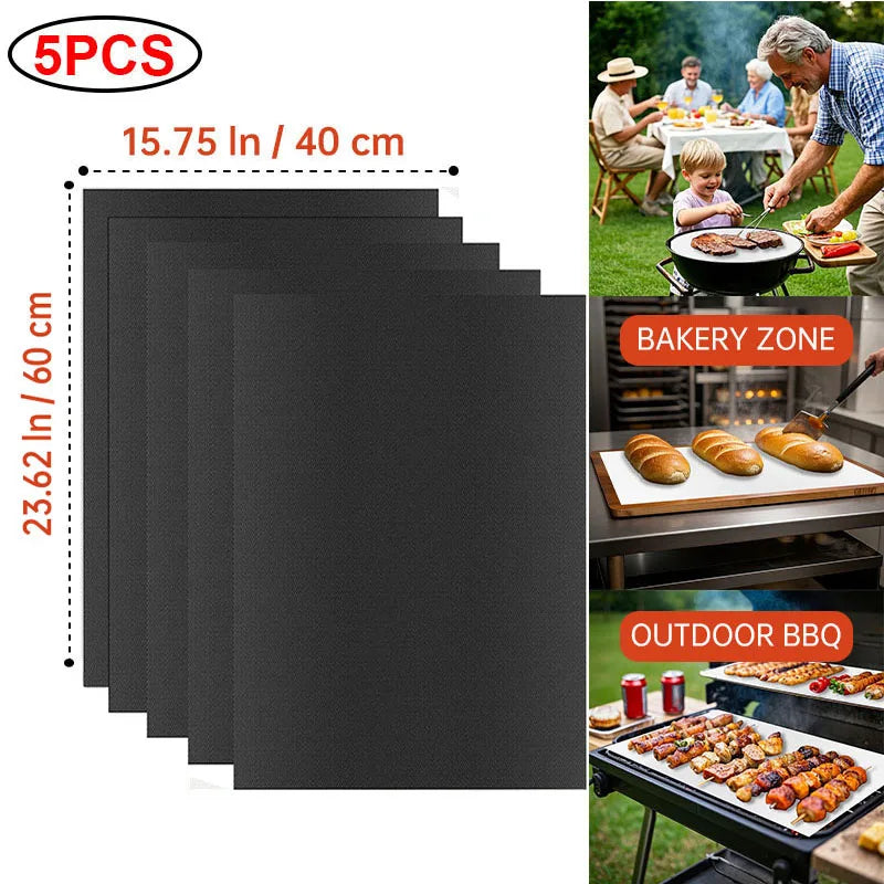 Reusable Non-Stick PTFE Grill & Oven Liner Mat — Heat-Resistant Baking & BBQ Mat