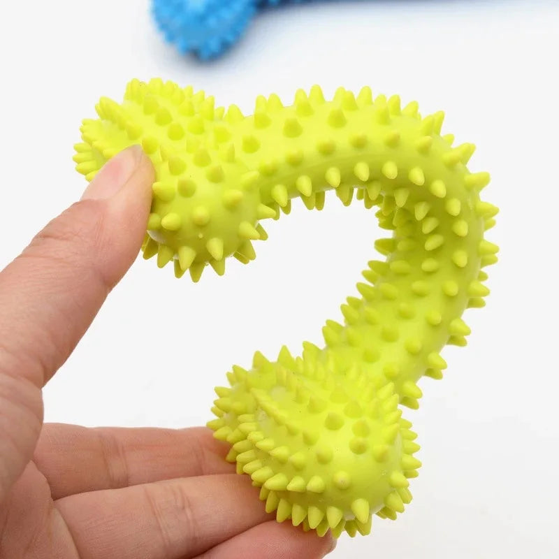 Bite-Resistant Rubber Spiked Dog Chew Toy for Small Dogs — Teeth Cleaning Squeaky Training Toy (1-Pack)