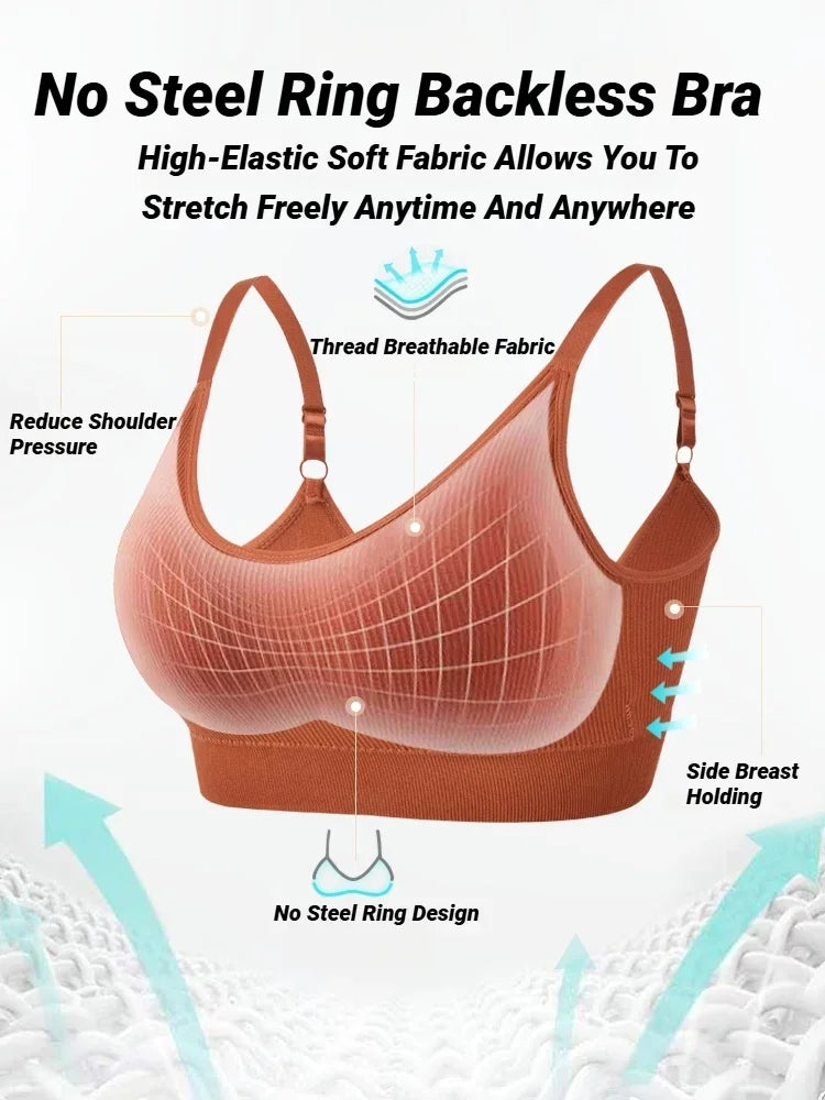 Seamless Wireless Bralette Full-Cup Breathable Cotton Removable Pads Wire-Free Sports & Sleep Bra