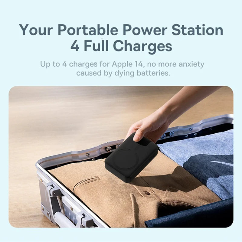 10000mAh Magnetic Mini Power Bank — 15W Wireless & 20W USB-C Fast Charge, Auto-Wake MagSafe-Compatible Portable Charger