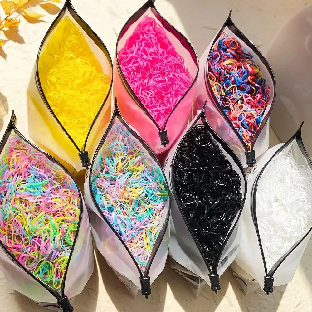 1000-Pack Colorful Small Elastic Hair Bands - Disposable Micro Ponytail Holders for Girls