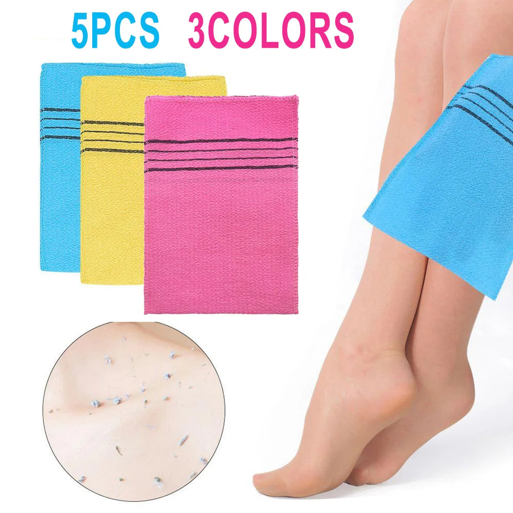 5-Pack Exfoliating Bath Washcloths — Soft Polyester-Cotton Body Scrub Cloths for Shower & Spa