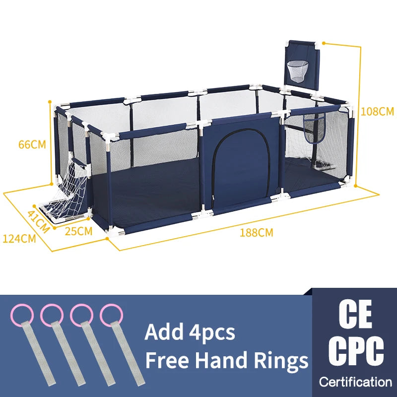 Baby Playpen Play Yard 125×125×68 cm (49.2×49.2×26.8 in) Thick Steel Frame Cloth Baby Fence for Infants & Toddlers