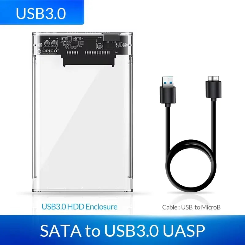 2.5-Inch SATA to USB3.0 Type-C HDD Enclosure — Tool-Free External Hard Drive Case (Up to 6TB, UASP)