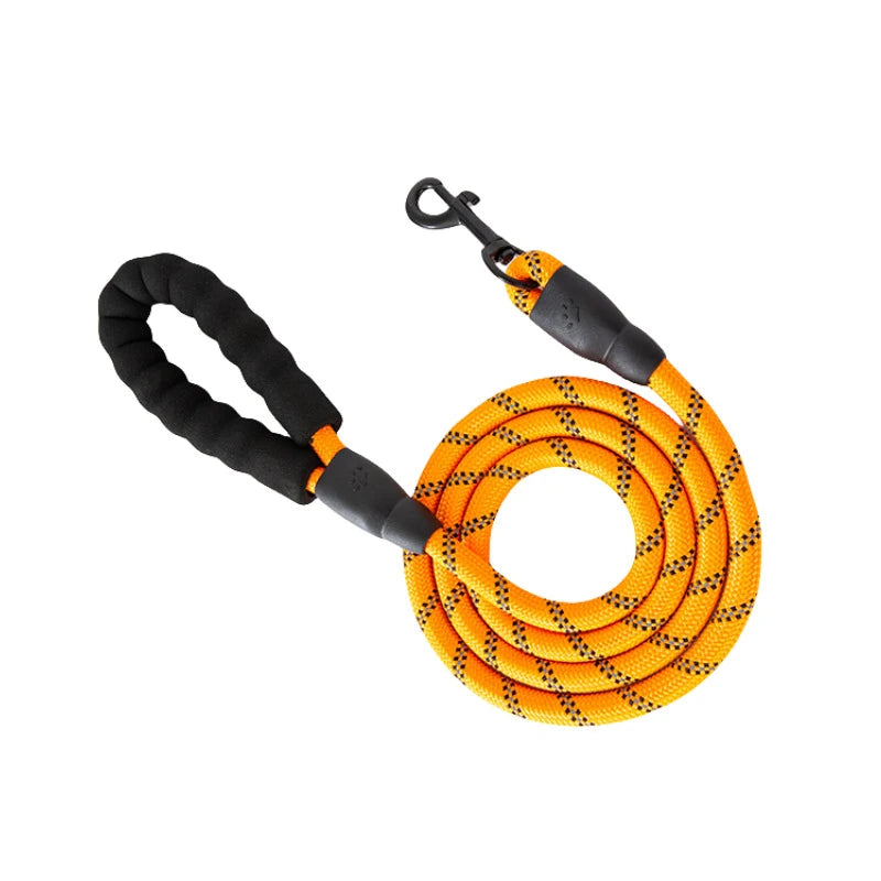 Reflective Padded Handle Dog Leash - Heavy-Duty Double Rope, 1.5 m (4.9 ft) for Small to Large Dogs