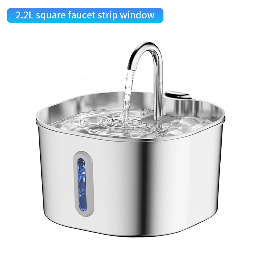 Large Stainless Steel Pet Water Fountain 2.2L view 8