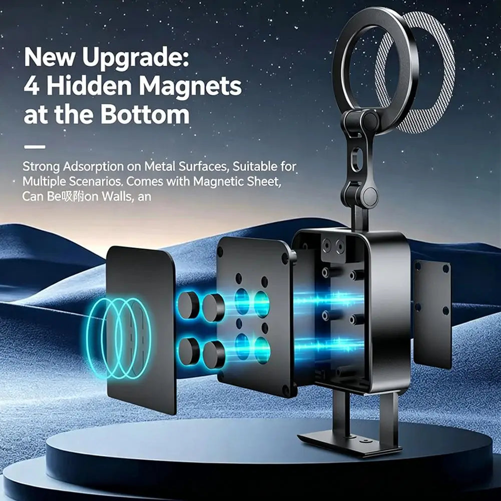 3-in-1 Magnetic Foldable Phone Stand Clip-On Mount for Airplane Tray Table, Desk and Travel